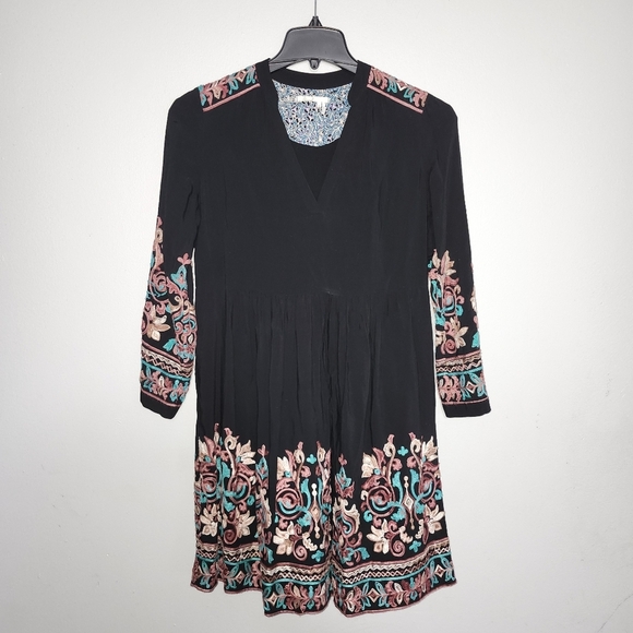 Floreat by anthropologie women's mini boho embroidered dress size XS bl… - Picture 2 of 7